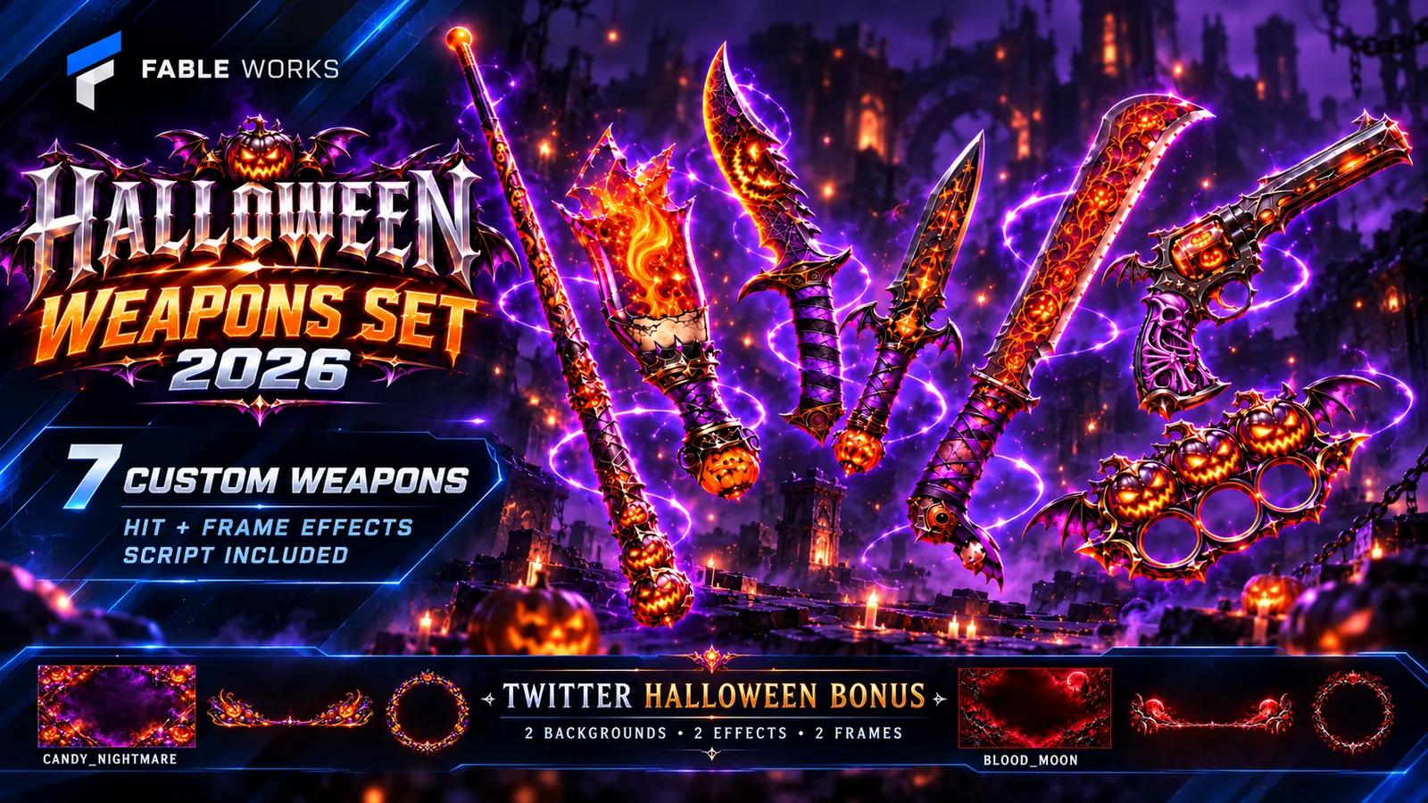 Halloween Weapons Set 2026 - อาวุธ 7 ชิ้น พร้อมเอฟเฟกต์ ภาพตัวอย่างที่ 1